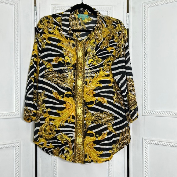 Antica Santoria Giacomo Cinque beaded coral shell golden artistic thin beach top - Picture 1 of 8